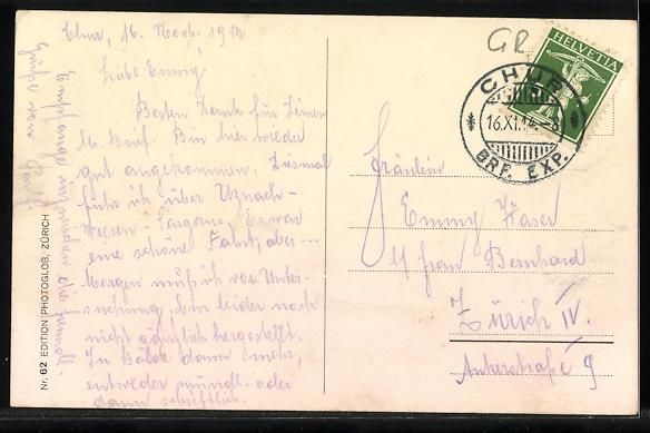 Cartoline postali: AK Chur, Teilansicht gegen Calanda, 1914 – Usato da Berlin venduto da bartko-reher 1