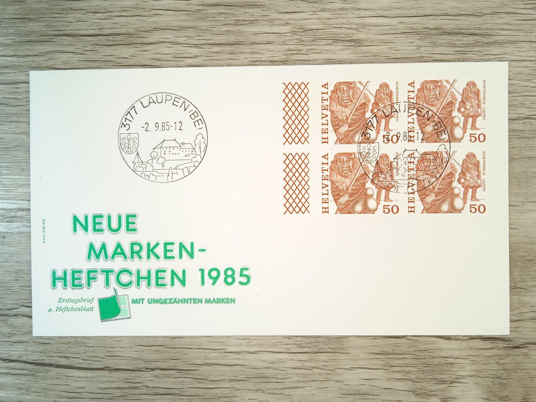 Alle Briefmarken: TR60 Enveloppe + Timbre Suisse 1985 – Gebraucht aus Cousset von Patrick_Collections