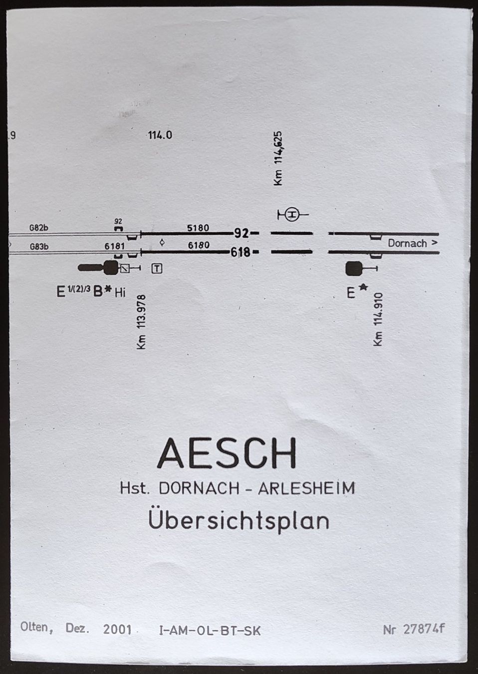 SBB/CFF/FFS Dokumente: Übersichtsplan SBB Aesch 2001 – Gebraucht aus Biberist von Slick