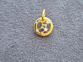 Silber Charm Sternzeichen Jungfrau goldfarbig +Garantie