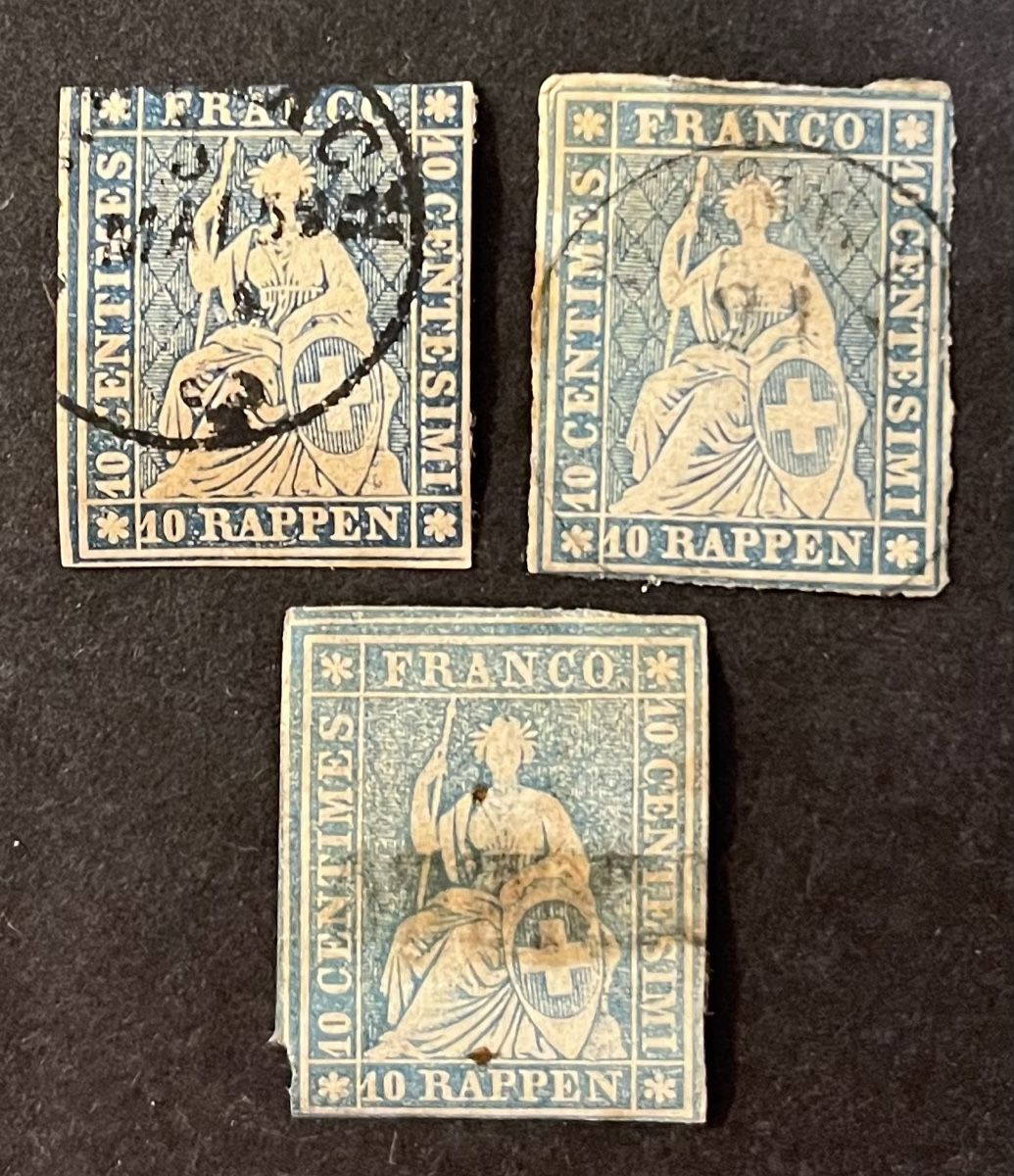 Alle Briefmarken: 3x Strubel 23C Oblitérés  – Gebraucht aus Sottens von thigroux