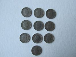 20 Rappen Schweiz, von1939, Lot 10 Stk.