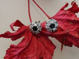 750/- WG Ohrschmuck aus der Goldschmiede  Saphir u. Brillant