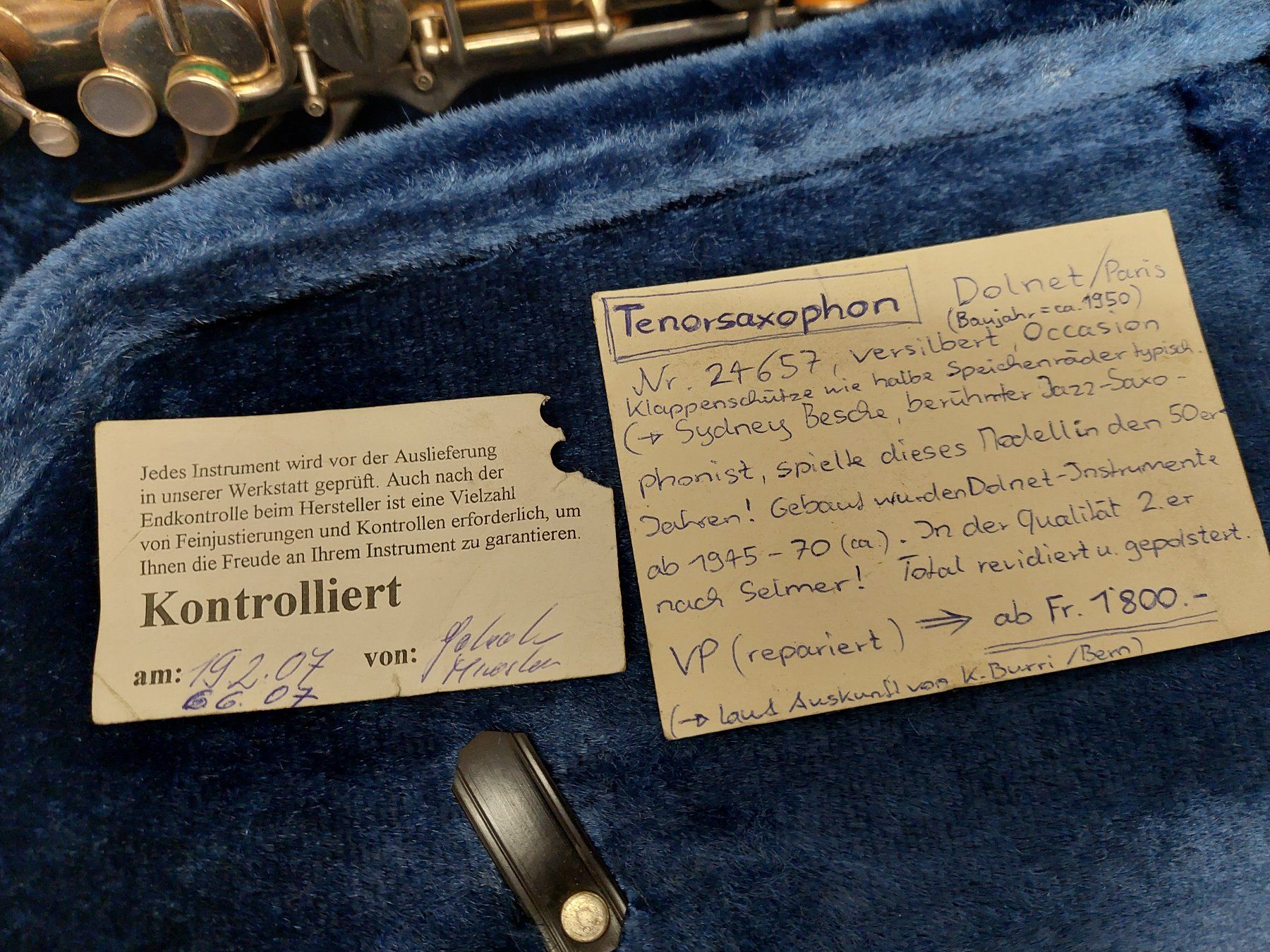 Vintage Musikinstrumente: Vintage Tenor-Saxophon Dolnet Paris ca.1950 – Gebraucht aus Davos-Platz von musikhauskollegger 5