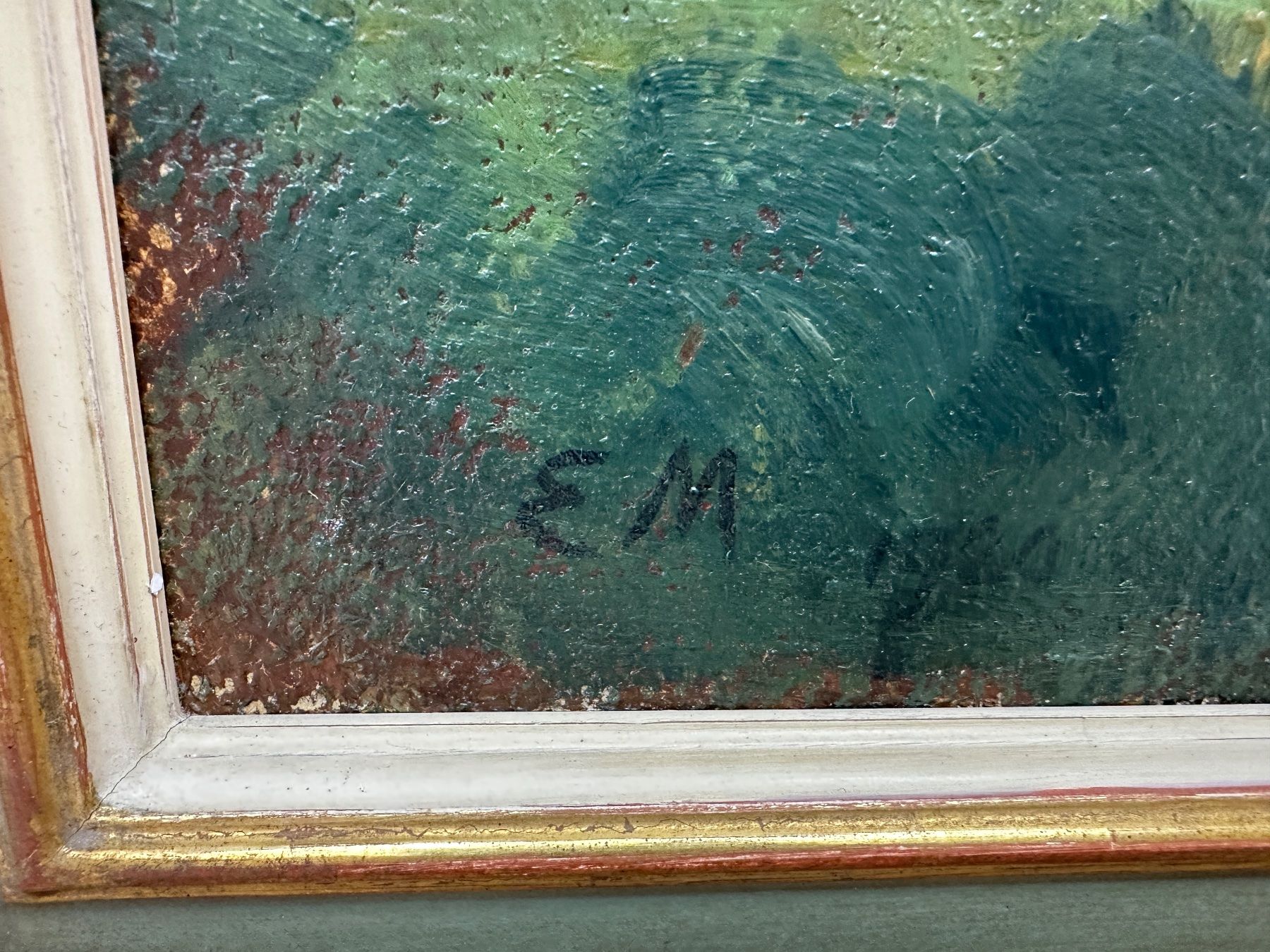 Dipinti: Gemälde Ölbild Monogramm E.M. im Rahmen Restaurationsspuren – Usato da arlesheim venduto da Art.en1 1