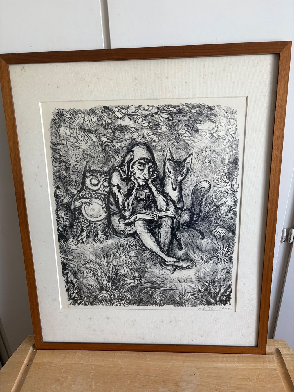 Grafiken & Lithographien: Lithographie A. Paul Weber "Waldgeist mit Fuchs" gerahmt ... – Gebraucht aus Frick von Rukki