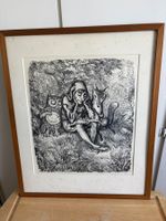 Lithographie A. Paul Weber "Waldgeist mit Fuchs" gerahmt ...