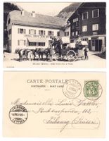 Münster (Wallis) diligence devant Hôtel Croix d'or et Poste