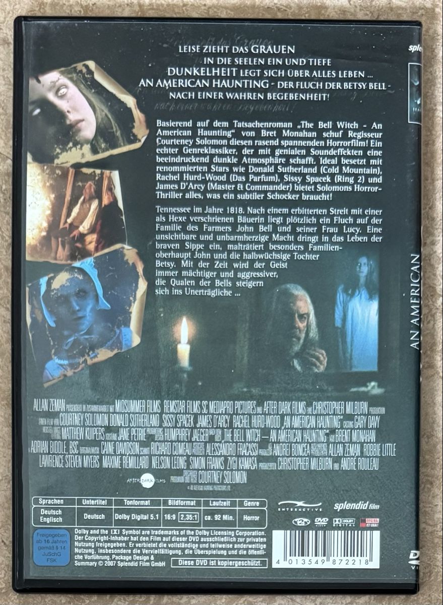 Tutti i DVDs: AN AMERICAN HAUNTING – Nuovo (secondo la descrizione) da Dietikon venduto da AndreaSch01 1