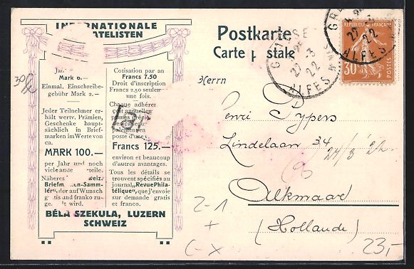 Cartoline postali: Luzern, Internationale Philatelisten, He – Usato da Berlin venduto da bartko-reher 1