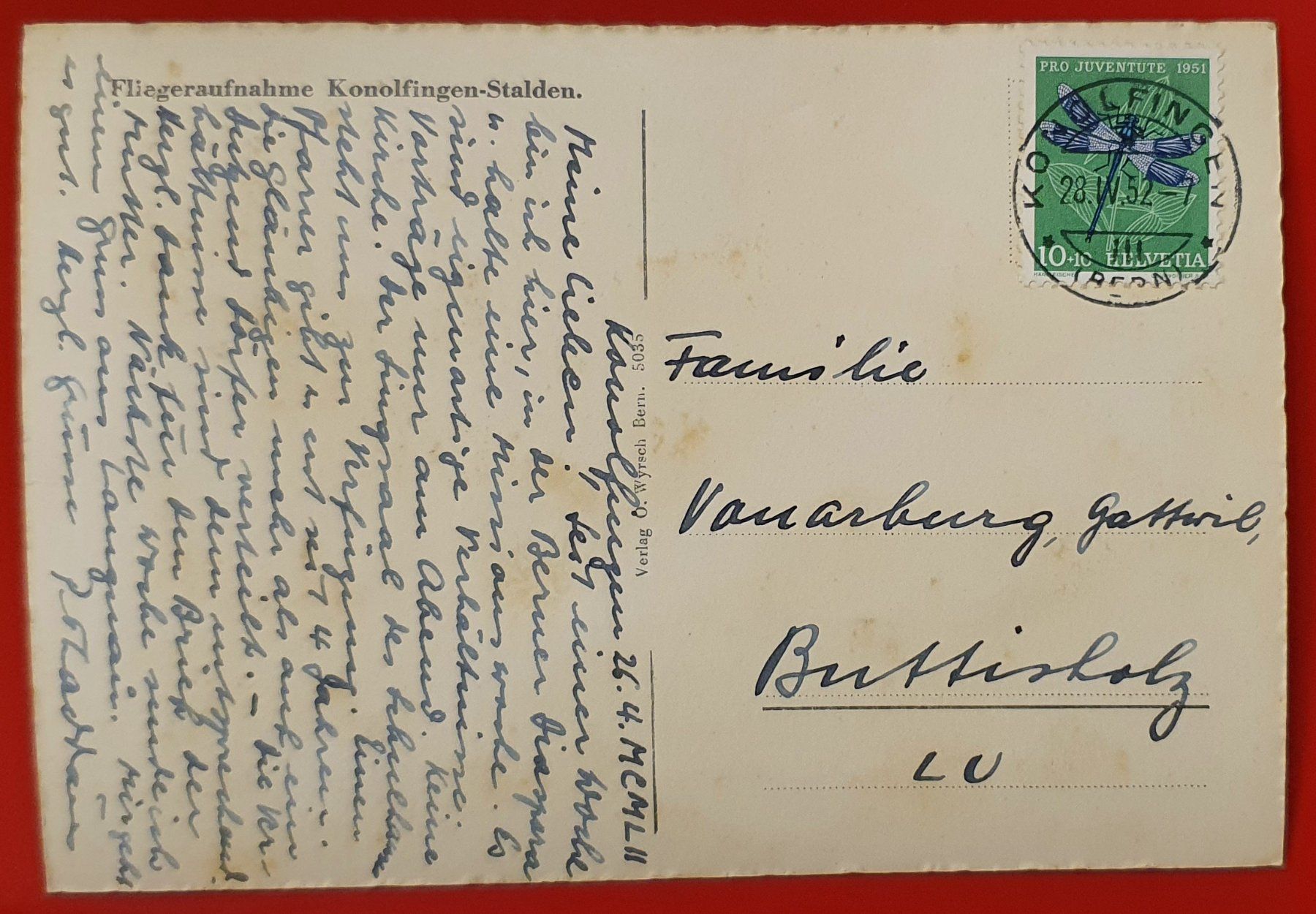 Cartoline postali: Fliegeraufnahme Konolfingen 1952 – Usato da Kreuzlingen venduto da Rschweiz1 1