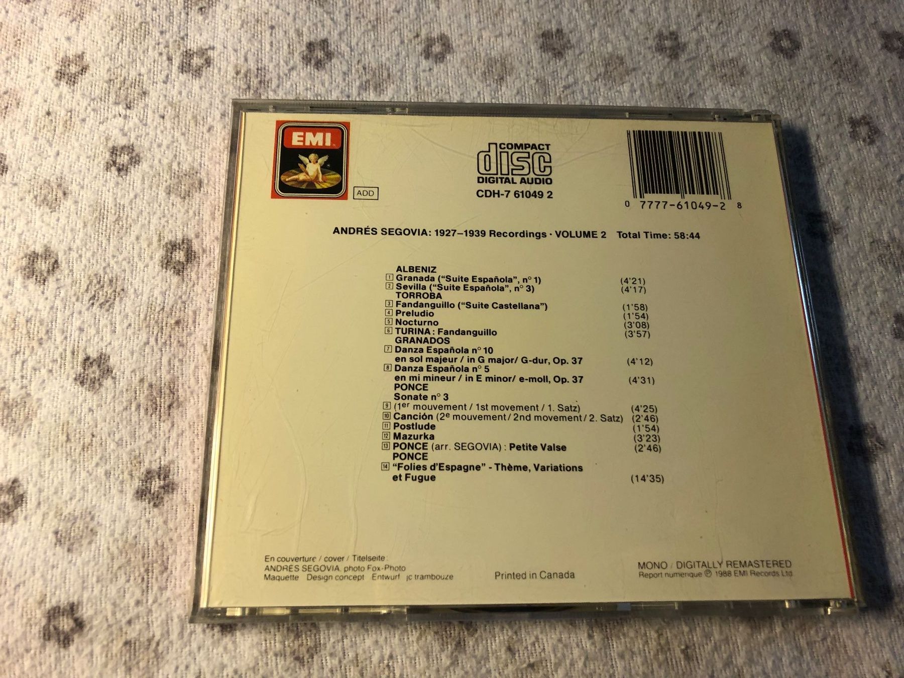 CD: Andrés Segovia CD Gitarren Konzert Vol.2 – Usato da Schübelbach venduto da Bemafaja 1