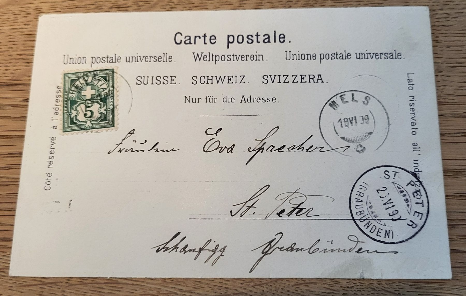 Cartoline postali: alte Ansichtskarte Mels 1899 geschrieben – Usato da Sargans venduto da Macla4 1