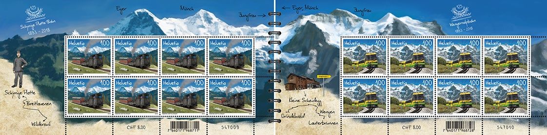 Alle Briefmarken: 💥2 Kleinbogen «Der Schynige Platte-Bahn» u. «Der Wengernal» – Neu und originalverpackt aus Galgenen von Krdshop 2