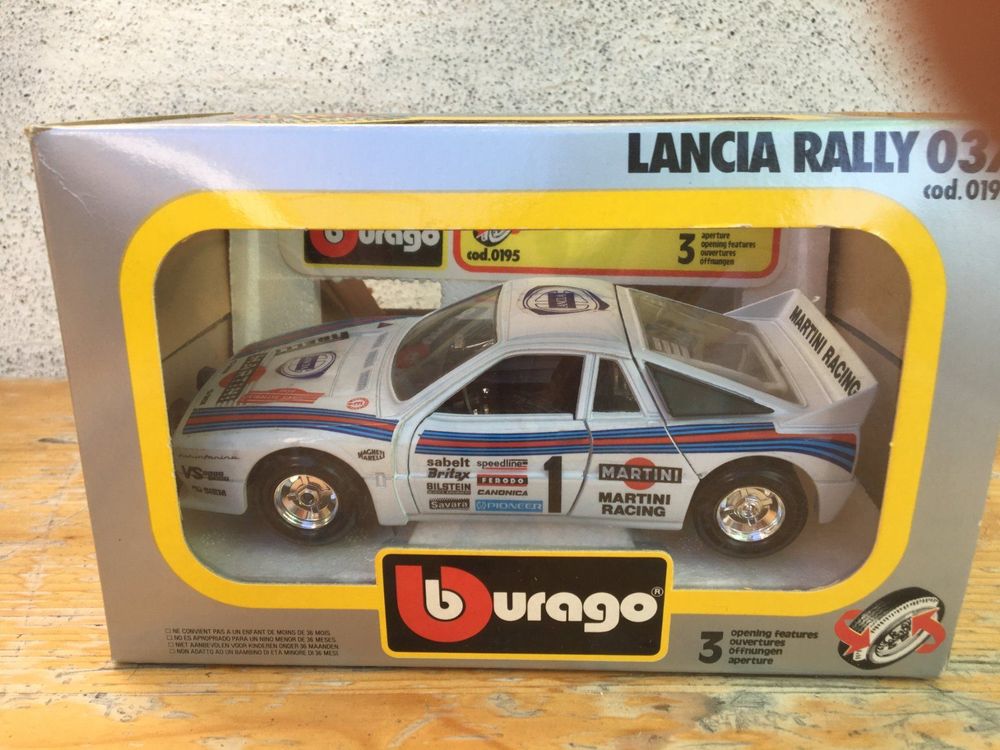 Modèle Réduit Burago Lancia Rally 037 1:24 - N°0195, Métal, Très Bon état, Fabriqué En Italie