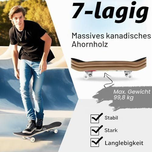 Skateboards: Skateboard 31x8 Komplette Cruiser Kinder Jugendliche Ahorn – Nuovo e nell'imballaggio originale da Hundwil venduto da pak_7zvn 2