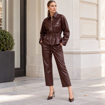 ZARA Set taillierte Jacke + Hose Lederjacke Gr.M NEU 118.-