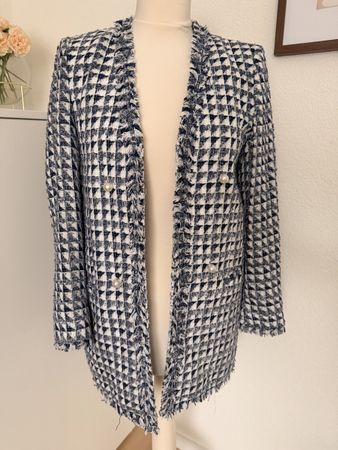 Mango Blazer Gr. S kariert blau weiss guter Zustand