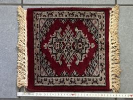 kleiner Orientteppich mit Fransen 36x30cm