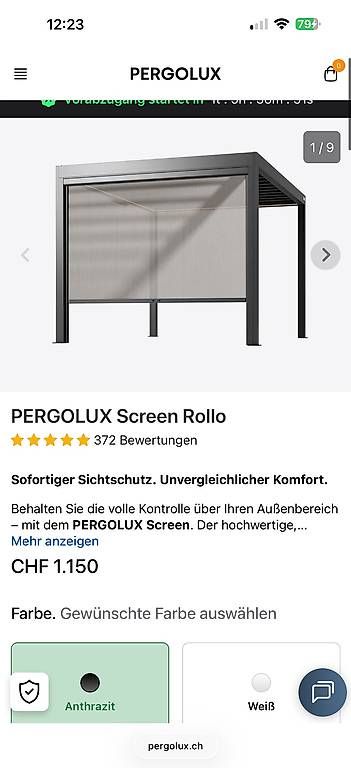 Tende da sole: PERGOLUX Screen Rollo 3m neu – Nuovo e nell'imballaggio originale da Aedermannsdorf venduto da mar_t8w6