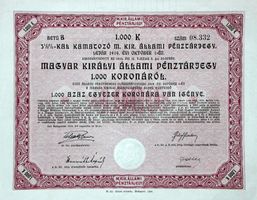 Königlich Ungarischer Staatskassenschein - 1915