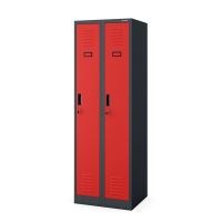 Schliessfachschrank 2 Fächer - Anthrazit/Rot