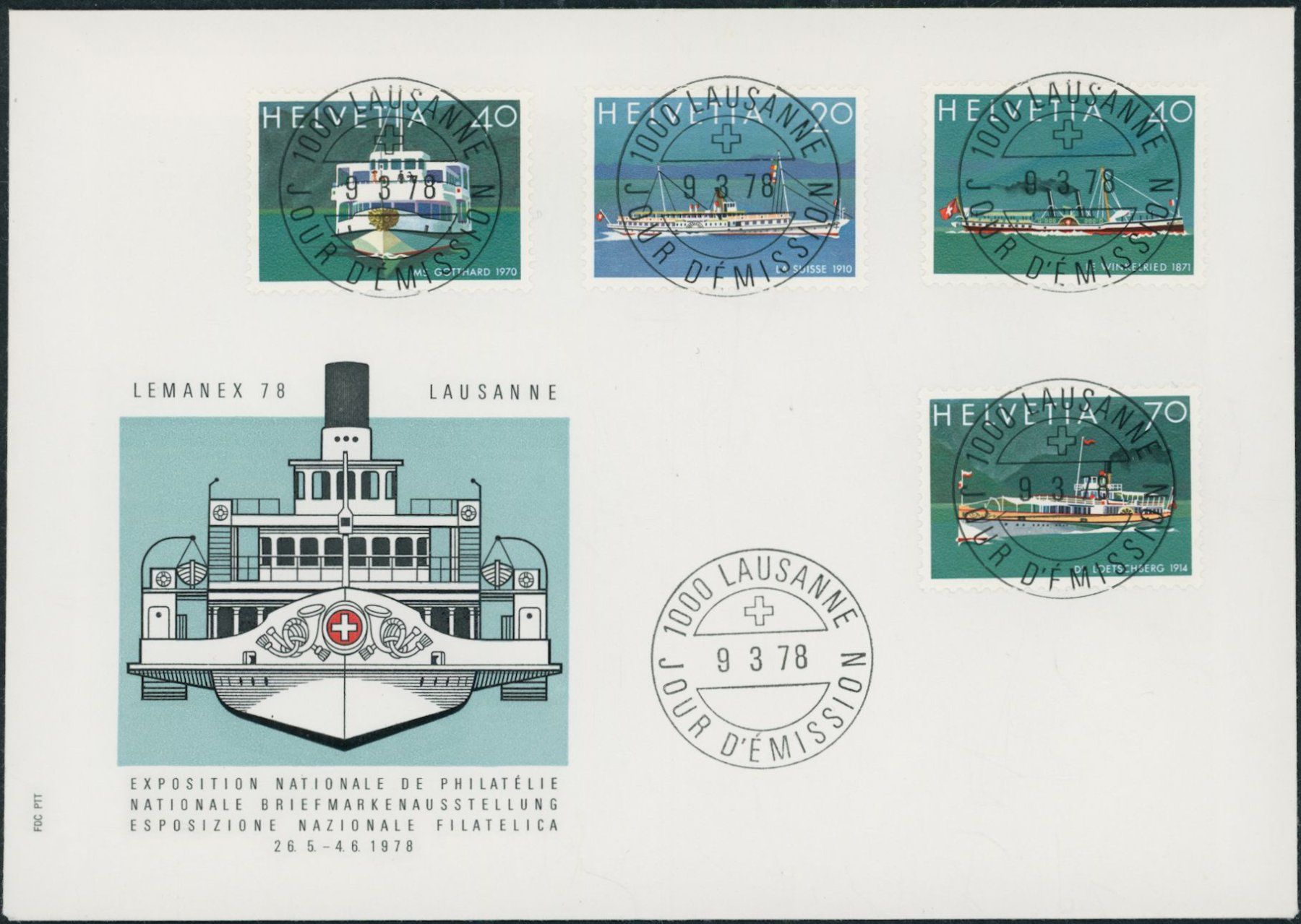 Tutti i francobolli: 1978 - Lemanex - Ersttagsbrief FDC ET - Ersttag Voll Stempel – Usato da Schindellegi venduto da leecollect