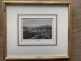 St. Gallen. Original Stich. Handkoloriert