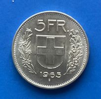 Silbermünze 5 Franken, Jahrgang 1965