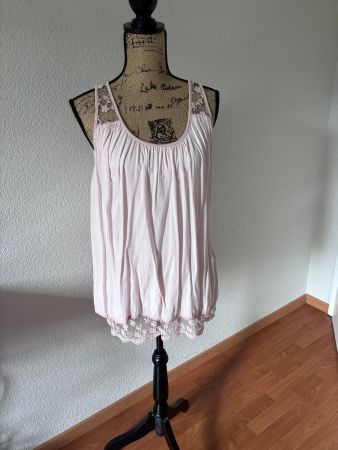 Top mit Spitze zartrosa 2-lagig M/L