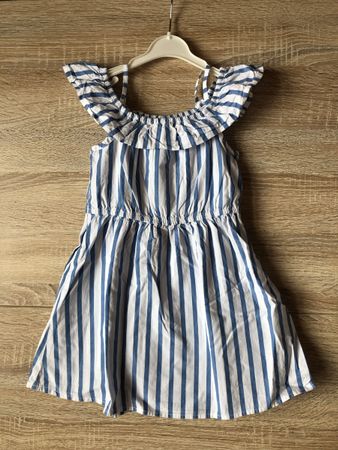 Robe d'été fille à rayures bleues et blanches 92