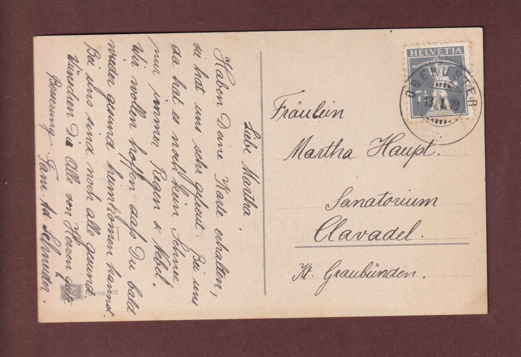 Cartoline postali: Dorf - Teilansicht - 1919 Stempel Oberuster – Usato da Pully venduto da nicecards-shop 1