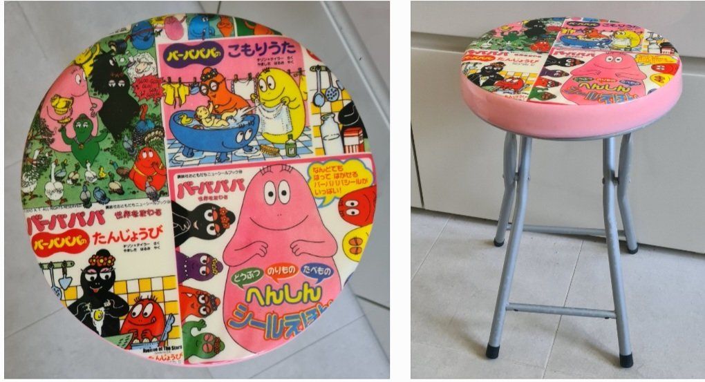 Sgabelli: Barbapapa Hocker mit diversen Sujets auf Sitzfläche – Nuovo e nell'imballaggio originale da Winterthur venduto da bibummi