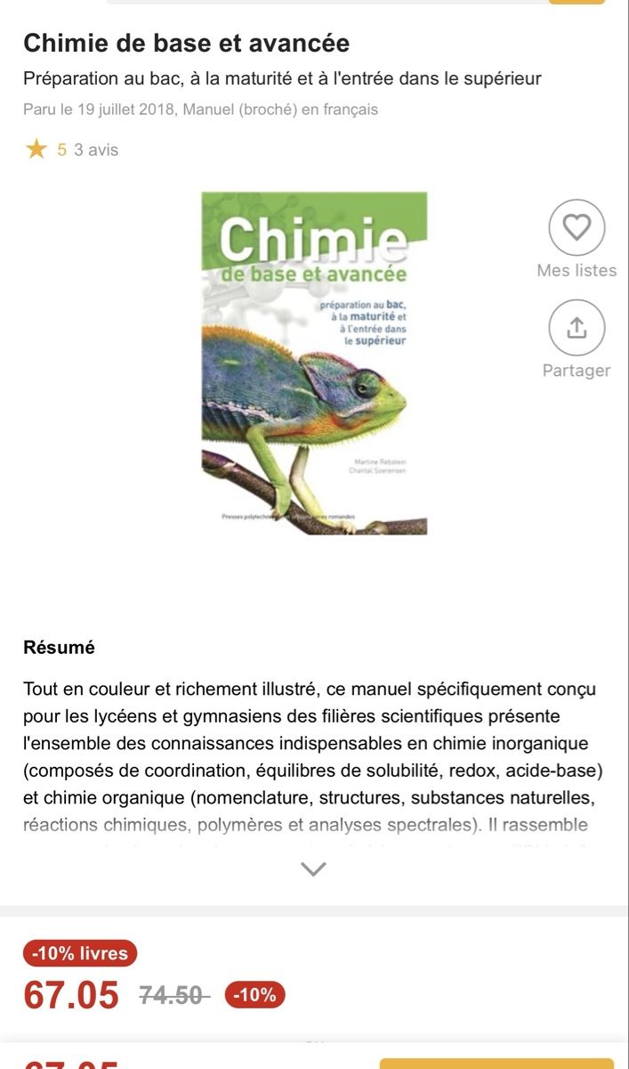 Livres: Chimie de base et avancée – Neuf (Voir description) à Monthey par sen_6ckr 1
