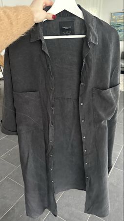 Zara Hemdblusenkleid Gr. XS schwarz Oversize Look