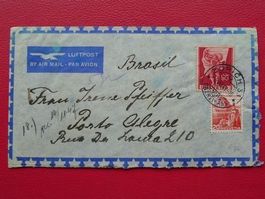 1947, Nr.215+247 auf Flugpost-Brief nach Brasilien, sauber !