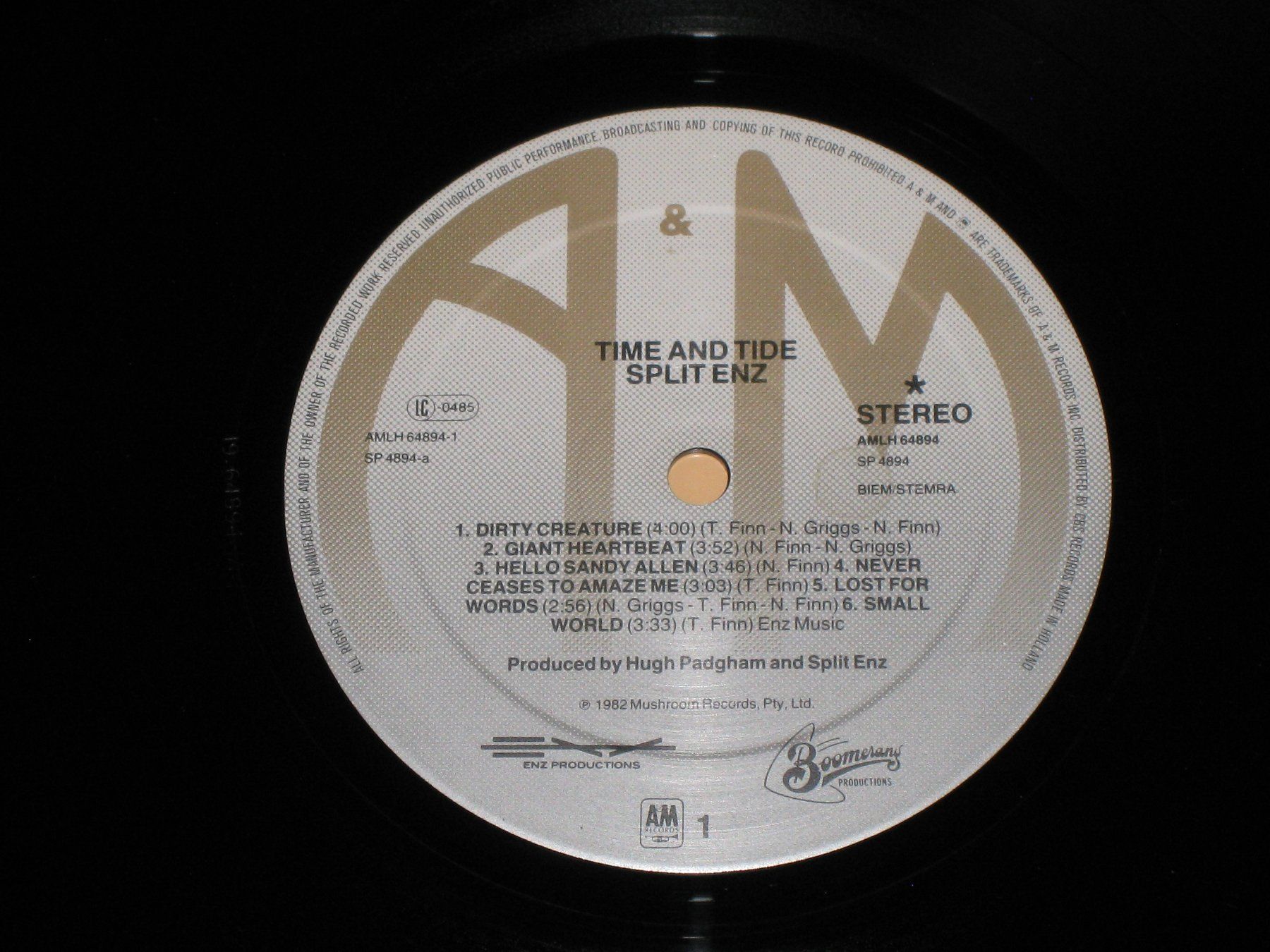 Vinyles: LP - SPLIT ENZ - TIME AND TIDE – D'occasion à Steckborn par Quo7 1