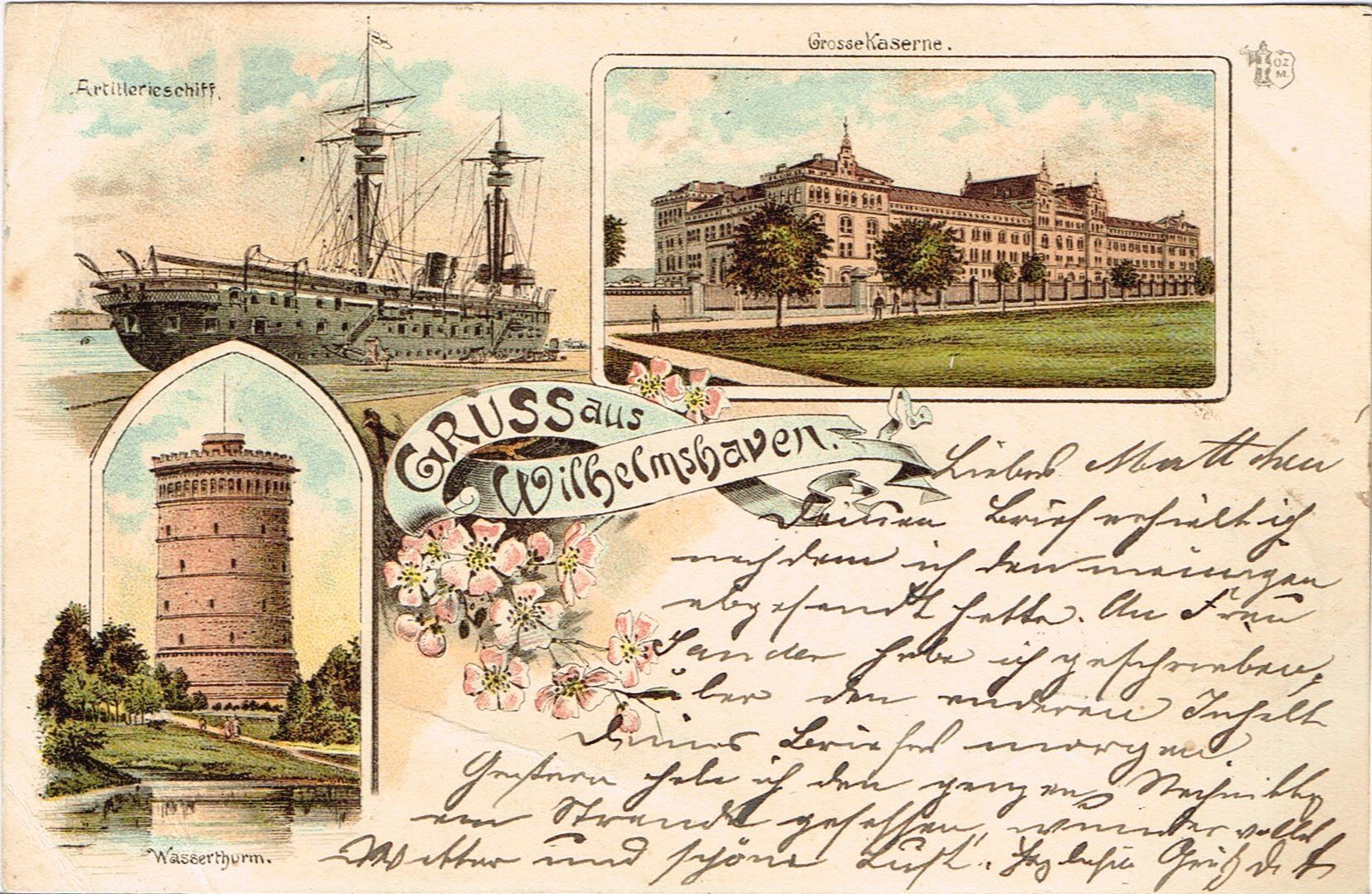 Ansichtskarten: Wilhelmshaven Litho 3 Bild Ansichtskarte 1896 – Gebraucht aus Sevgein von WHaelmi