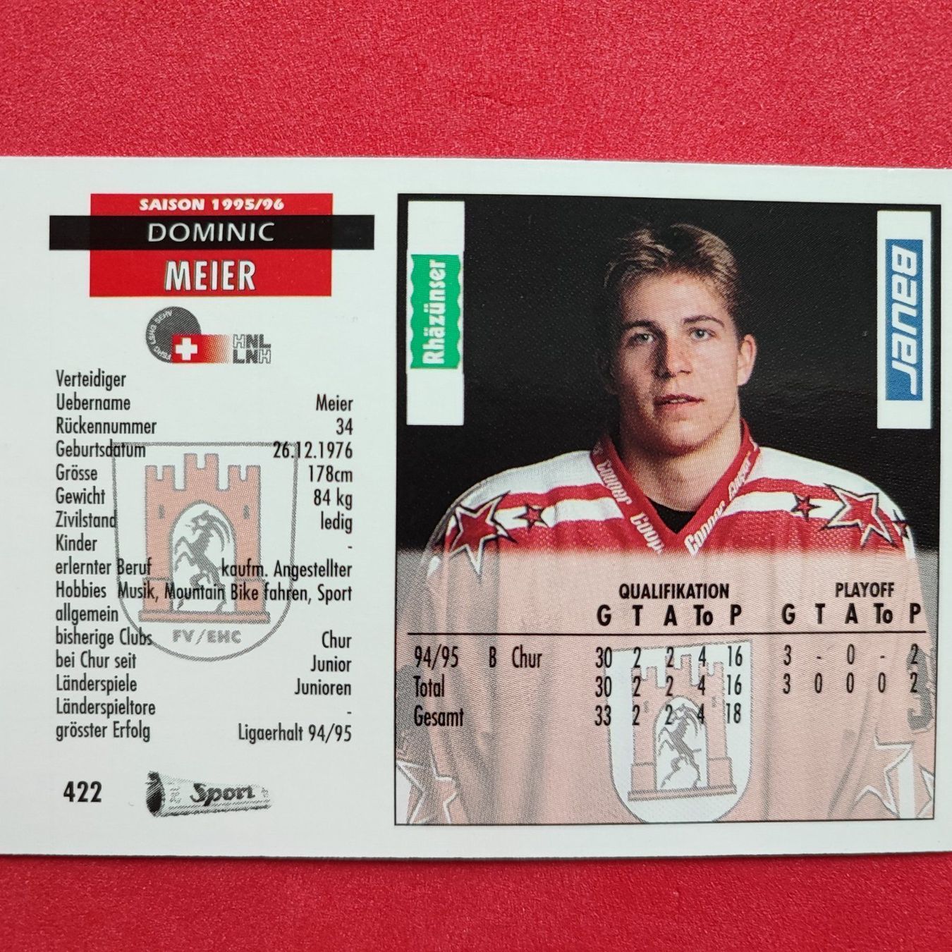 Sammelbilder & Trading cards: Dominic Meier - EHC CHUR - 1995/96 – Gebraucht aus Dübendorf von kb86_MOVIE 1