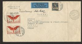1929 Flugpost nach DAKAR Senegal / Basel - Genève - Toulouse