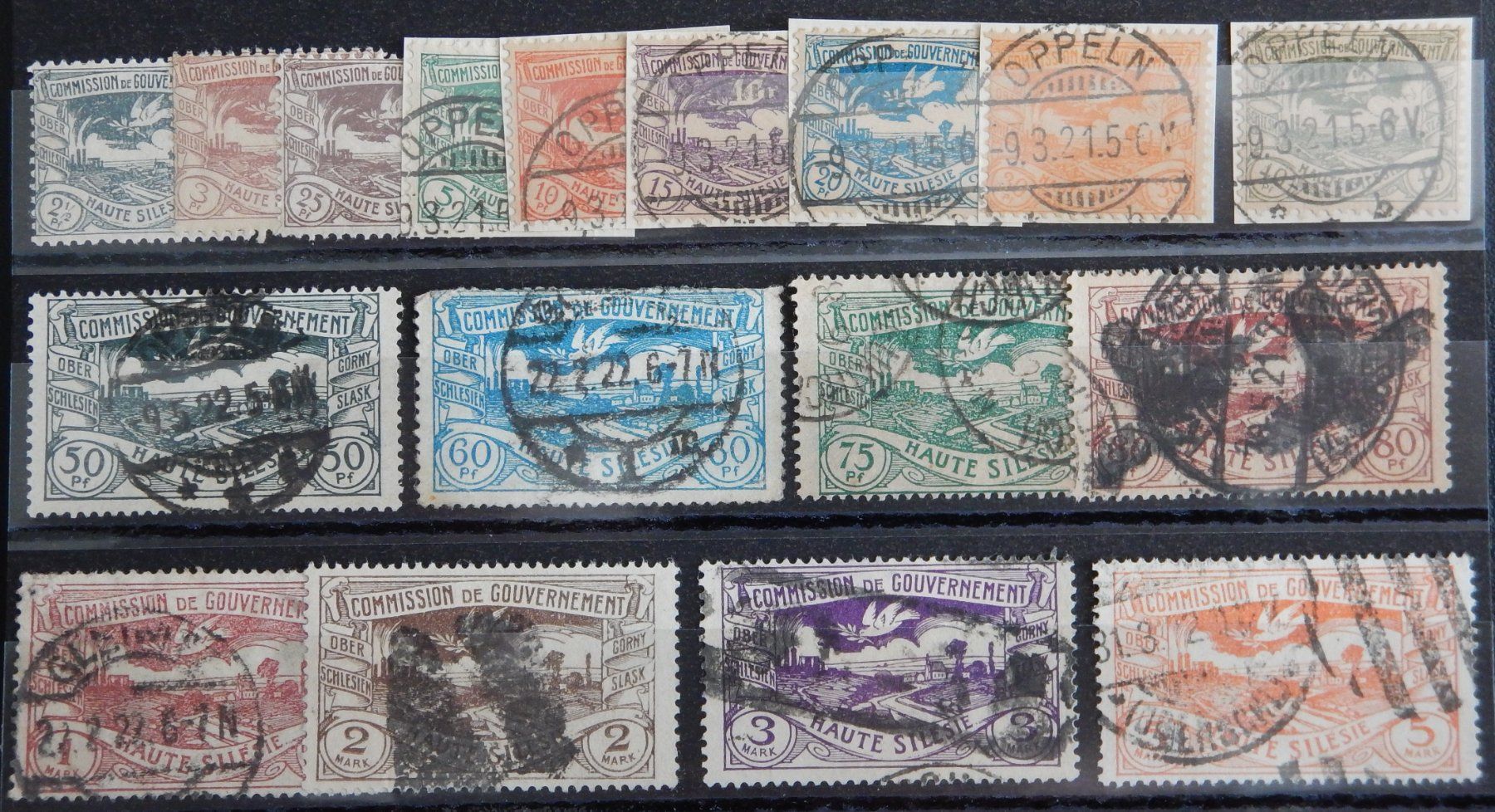 Tutti i francobolli: Deutsch Oberschlesien Kat. 13-29 gest. 1920 – Usato da Zürich venduto da Muehlekauf