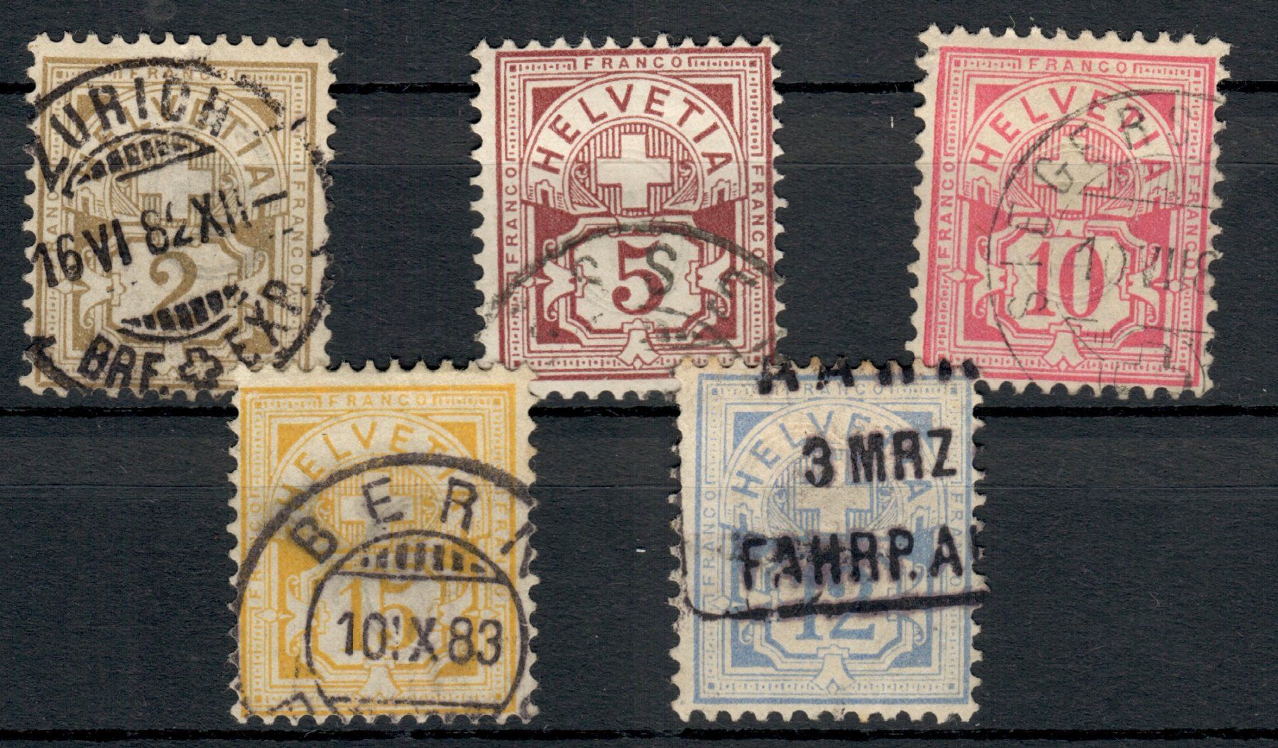 Tutti i francobolli: CH - Ziffermuster - Zst. Nr. 53 - 57 – Usato da Rombach venduto da VENTIS-Auktionen