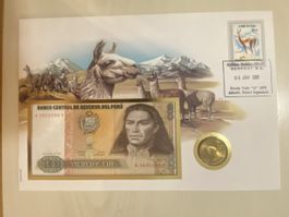 Banknotenbrief mit Münze - Peru