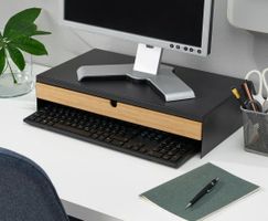 Elloven Monitorerhöhung mit Schublade, schwarz