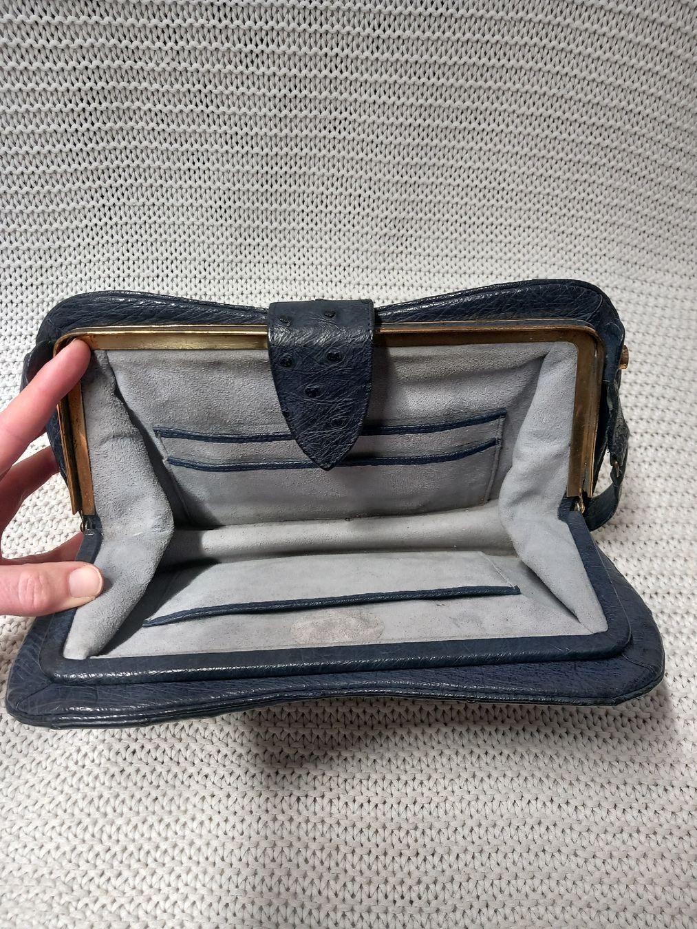 Taschen: Straussenleder Handtasche Vintage blau – Gebraucht aus Gwatt (Thun) von umwelt-brocki 2