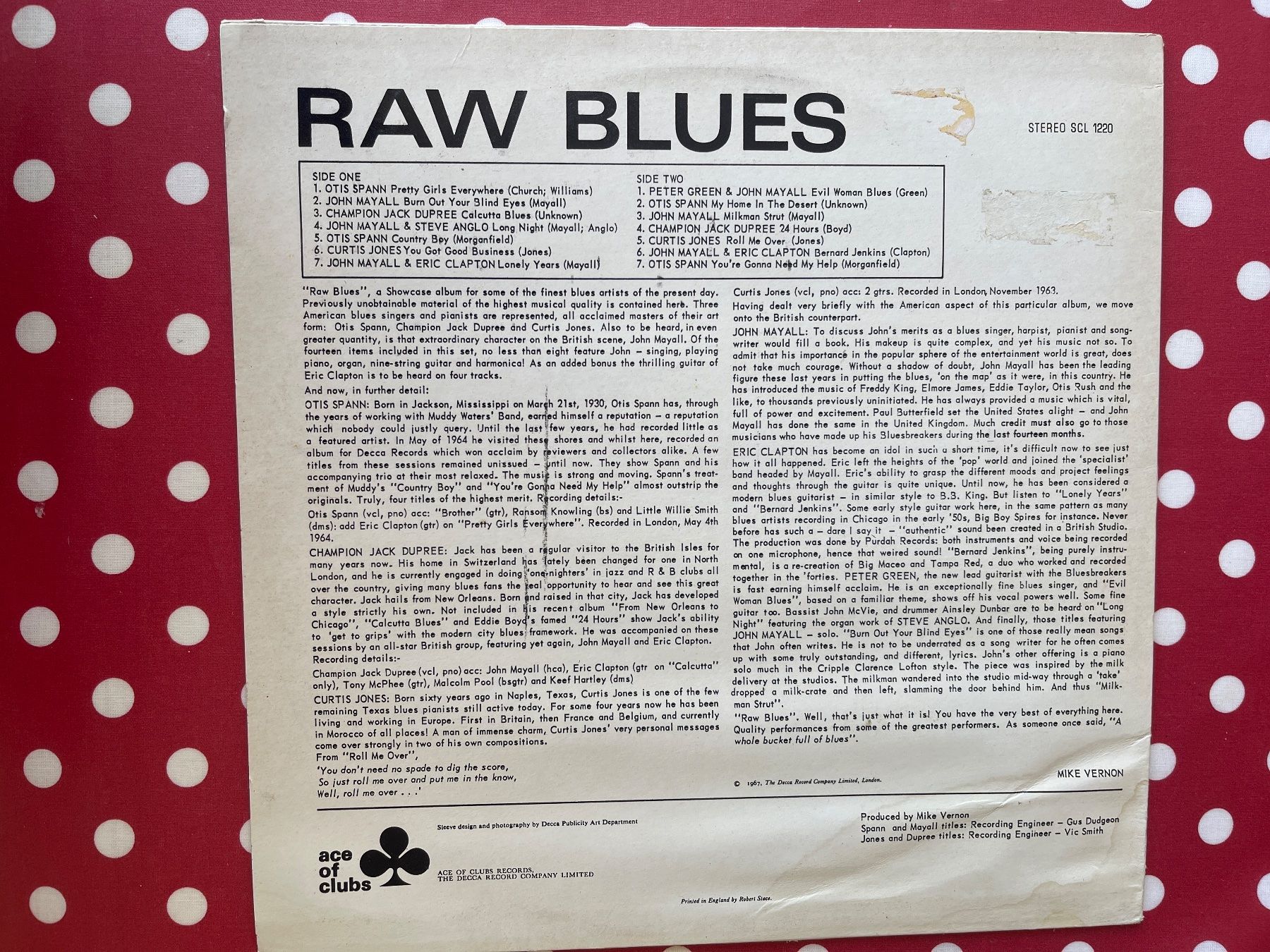 Vinyles: A527/RAW BLUES feat. John Mayall, Eric Clapton – D'occasion à Frutigen par Philippe_jsp 1