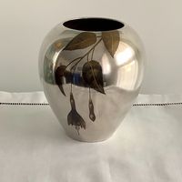 Art Deco-Vase, antik um 1920, Messing versilbert, WMF IKORA