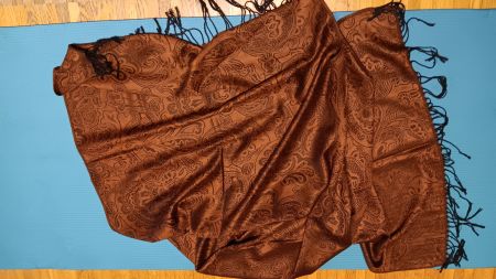 Damen Foulard braun Paisley mit Fransen ca. 180 cm neu