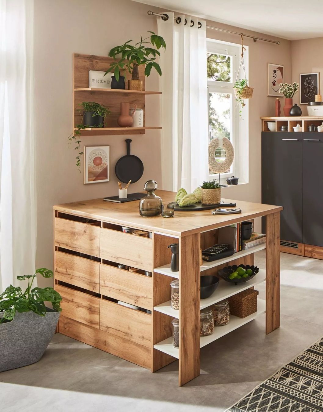 Cucine complete: 923 - Kücheninsel Hilde 150cm mit Hängeregal Grau – Nuovo e nell'imballaggio originale da Wallenwil venduto da toesstalvertrieb 4