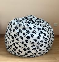 hübscher Sitzsack, selbst gemacht, weiss mit Muster